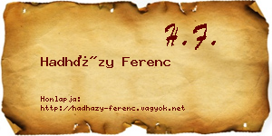 Hadházy Ferenc névjegykártya