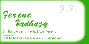 ferenc hadhazy business card